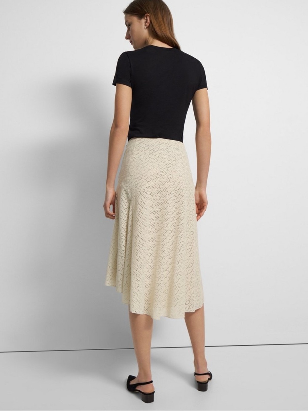 Theory Asymmetrical Cotton Eyelet Skirt Sz 6 Excellent Condition - Picture 4 of 12